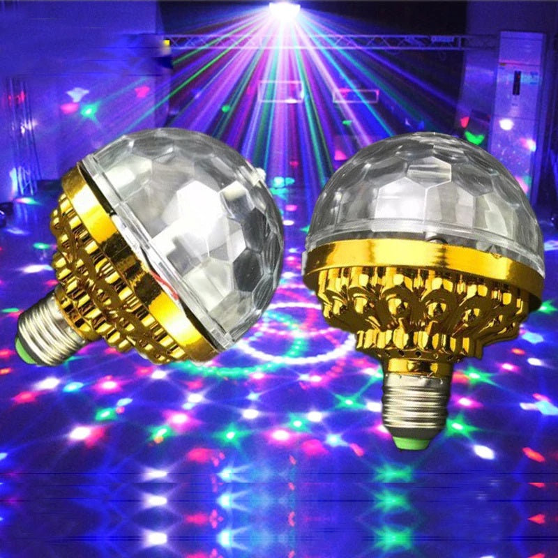 Lampadine LED a sfera magica trasparente con base oro, due modelli