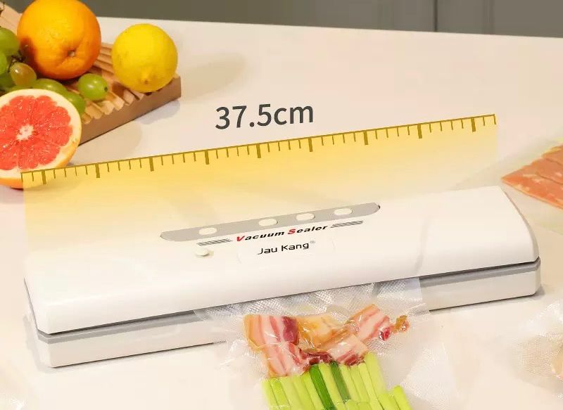 Macchina sottovuoto automatica bianca, lunghezza 37,5 cm, con barre di saldatura
