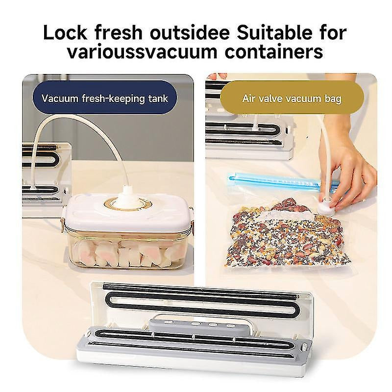 Macchina sottovuoto automatica bianca con accessori per contenitori e sacchetti con valvola