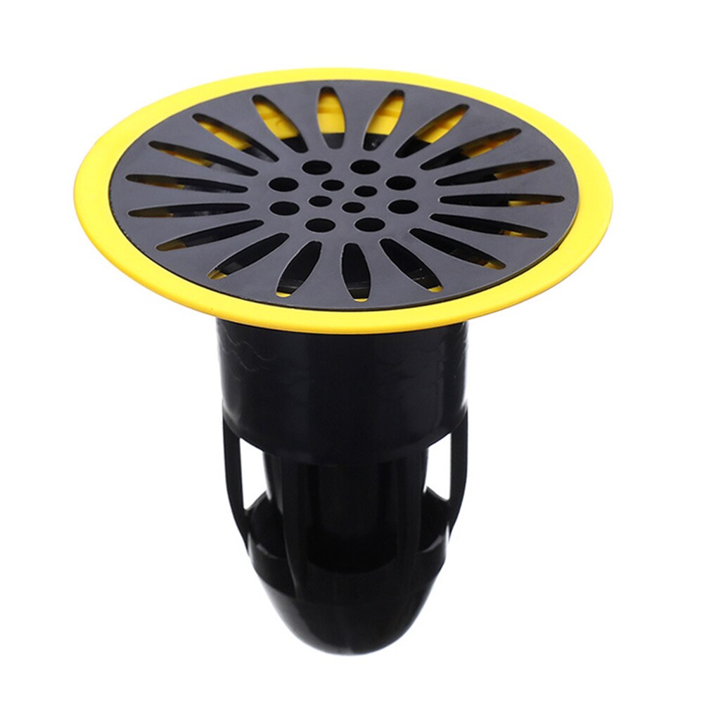 Filtro scarico nero con bordo giallo e griglia radiale forata
