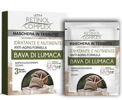 Confezione di maschera in tessuto alla bava di lumaca, 3 buste da 25 ml